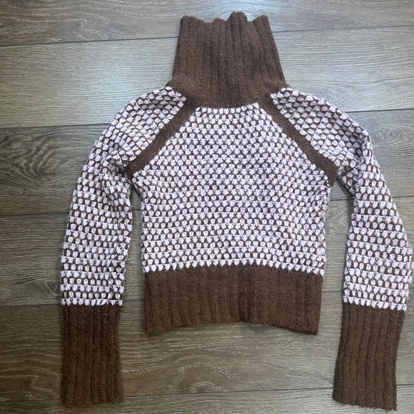 Free People Button Front Cardigan Sweater Brown/Pink XS Alpaca Long Sleeves - Picture 11 of 14